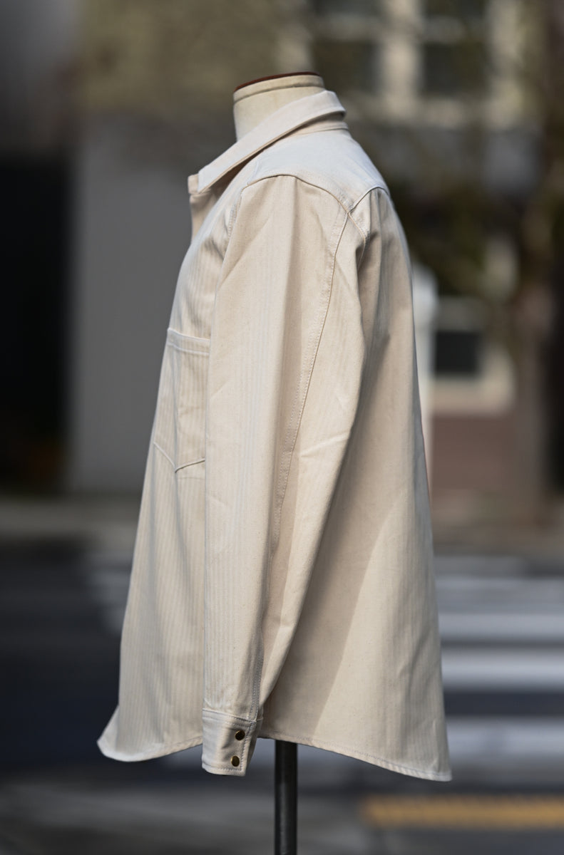 Jerry Shirt - Long Sleeve - Natural Herringbone Twill – Ship John