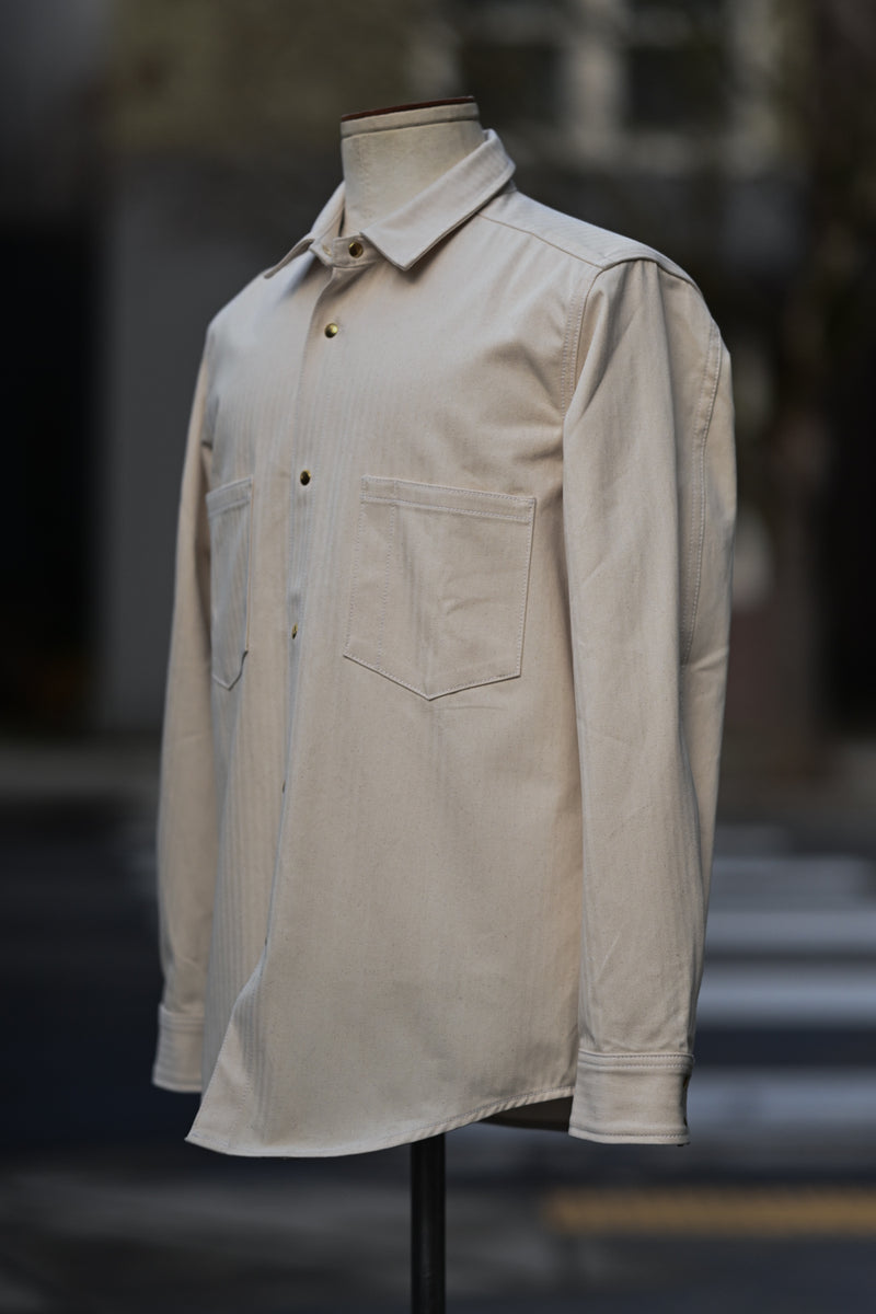 Jerry Shirt - Long Sleeve - Natural Herringbone Twill – Ship John
