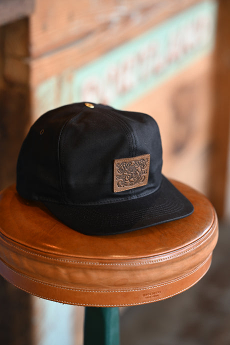 Waxed Wills Hat - Black - Leather Patch