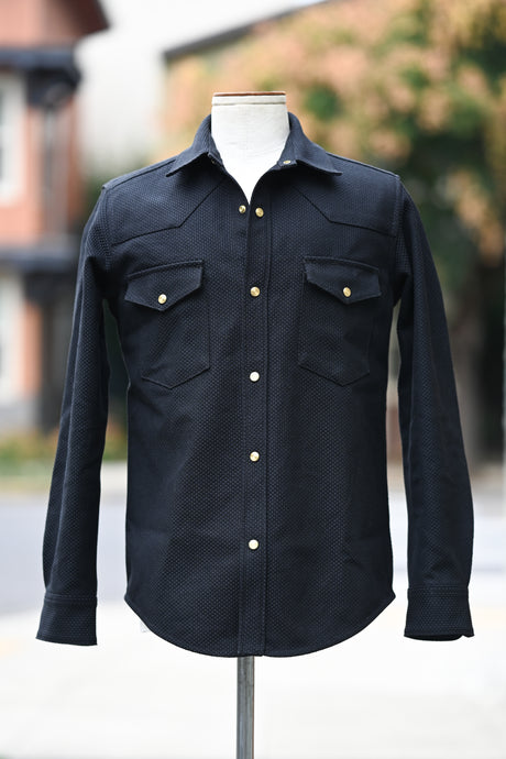 Townes Western Shirt -  Sashiko-Ori - Black **PRE-ORDER DEPOSIT**
