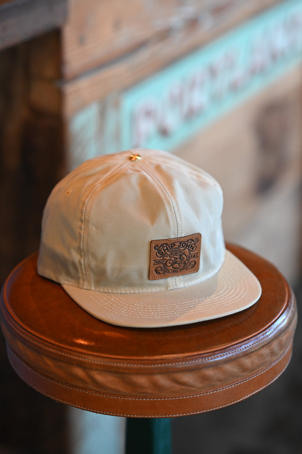 Waxed Wills Hat - Bone - Leather Patch