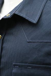 Patton Shirt - Japanese Navy Blue Herringbone