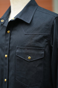 Patton Shirt - Japanese Navy Blue Herringbone