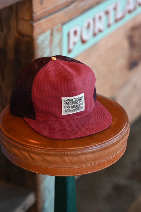 Trucker Hat - Maroon Corduroy - Mesh Back