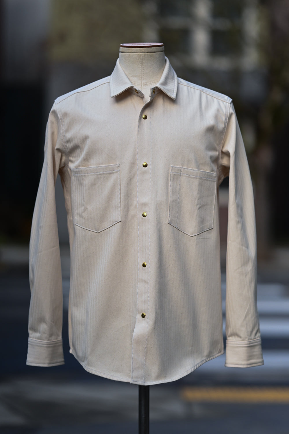 Jerry Shirt - Long Sleeve - Natural Herringbone Twill – Ship John